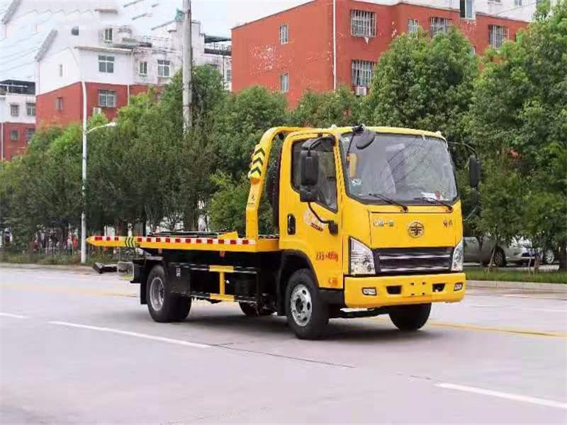 道路救援車國六解放虎V一拖二藍牌清障車配置
